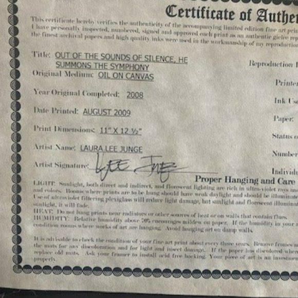 Out of The Sounds of Silence, He Summons The Symphony, Laura Lee Junge *signed* - Picture 3 of 7